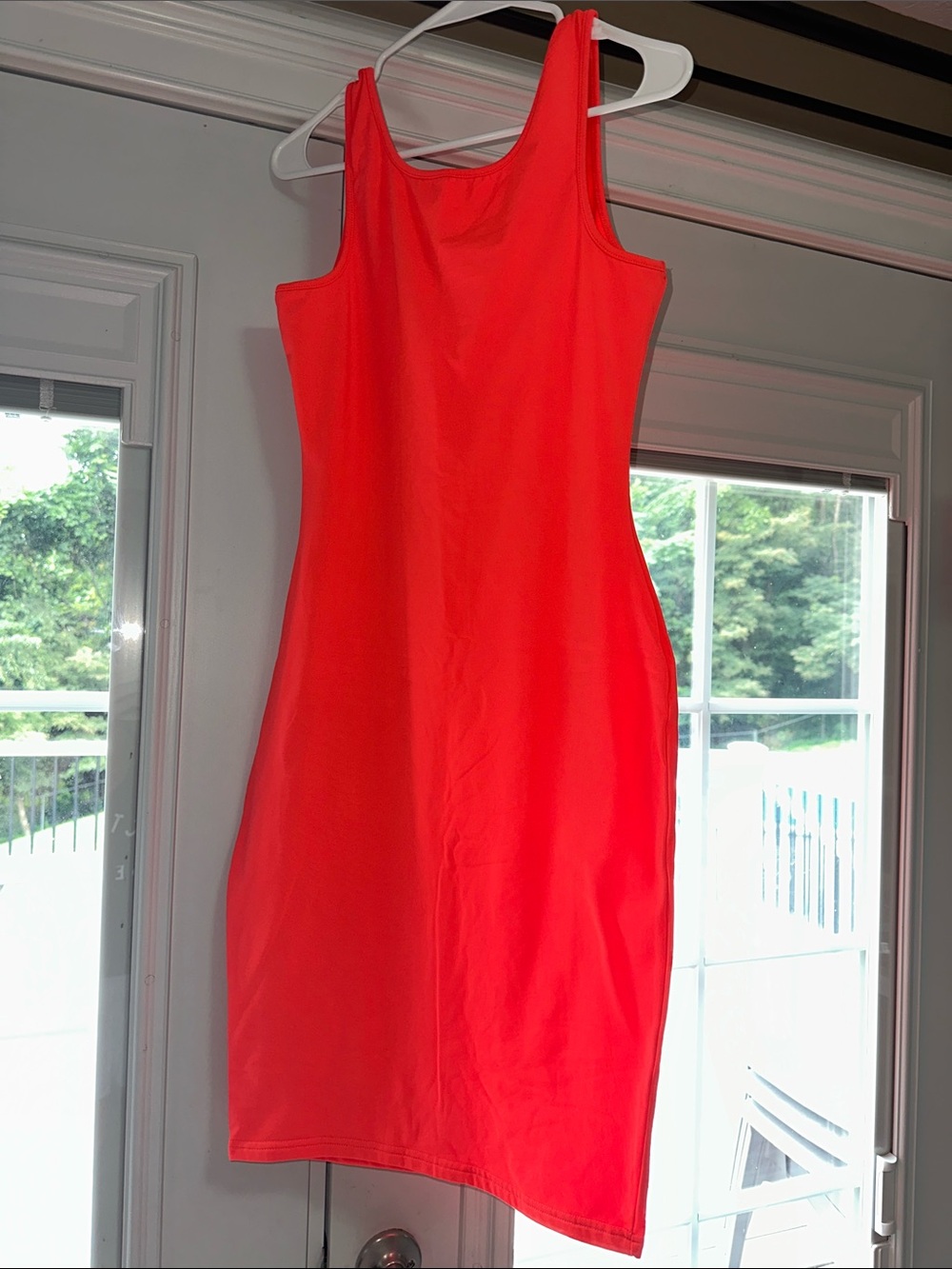 NWOT Women’s Sleeveless Bodycon Dress in Bright Coral Large